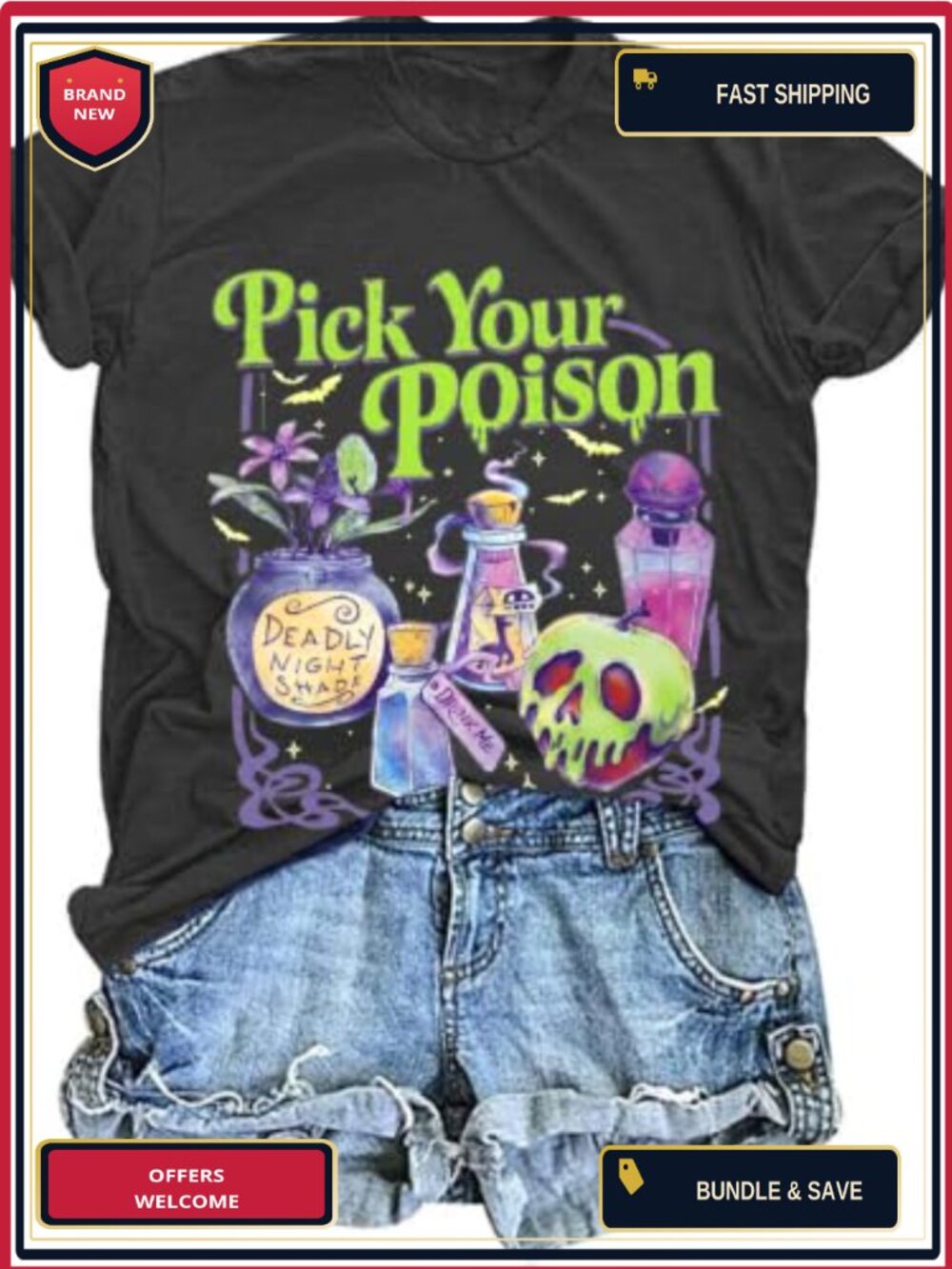 Witch Halloween T-Shirt Women Short Sleeve Crew Neck Graphic Tee